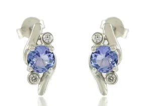Silver Earrings with Tanzanite 5mm