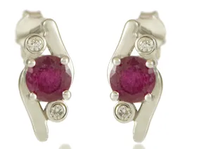 Silver Earrings with Rubies 5mm