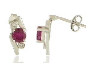 Silver Earrings with Rubies 5mm