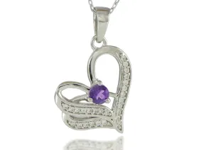Silver heart with Amethyst