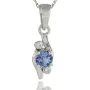 Sterling Silver Pendant with Natural Tanzanite 5 mm