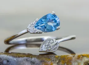 Silver Ring with Blue Topaz