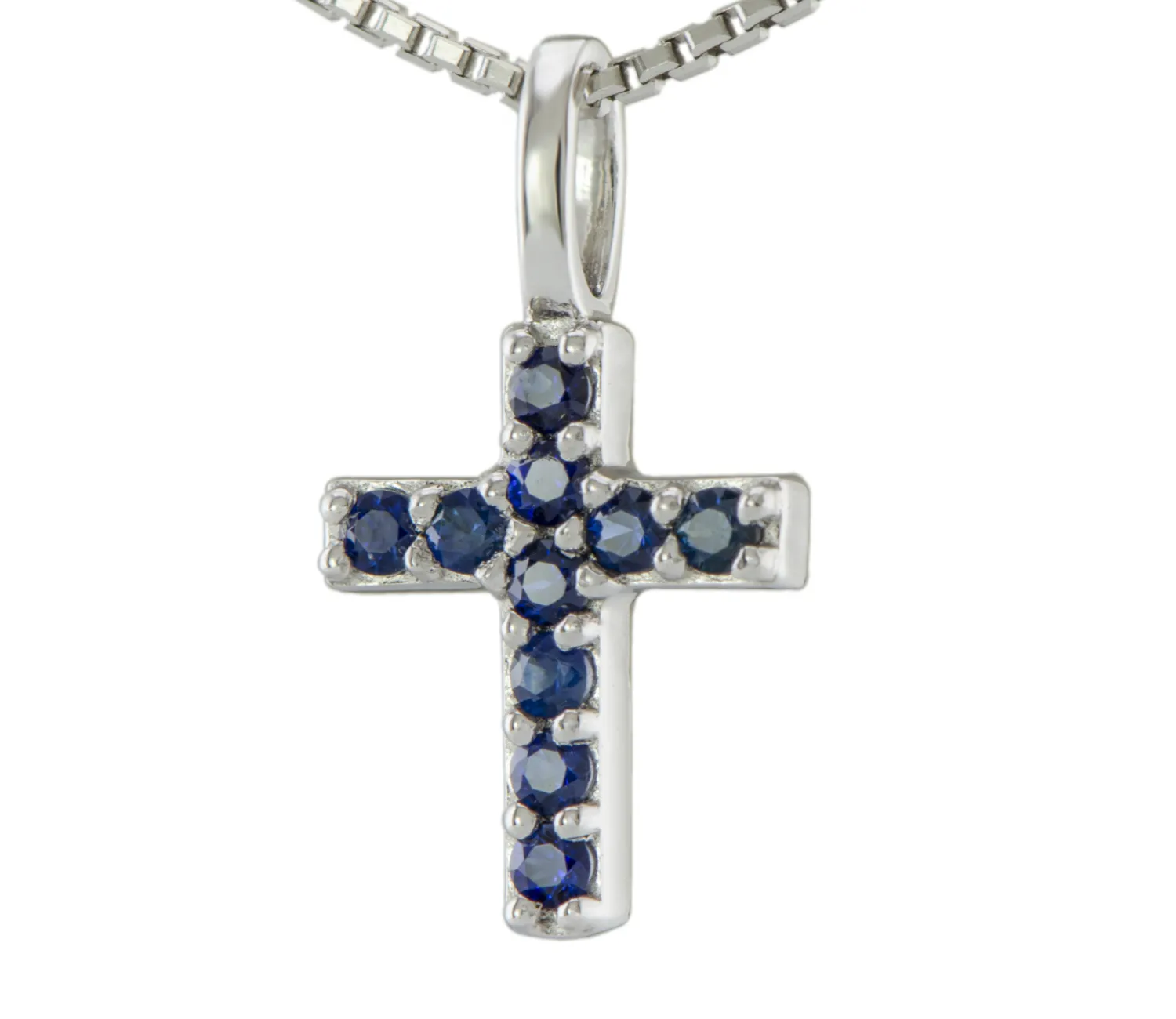 Silver Cross with Sapphires