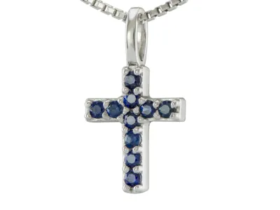 Silver Cross with Sapphires