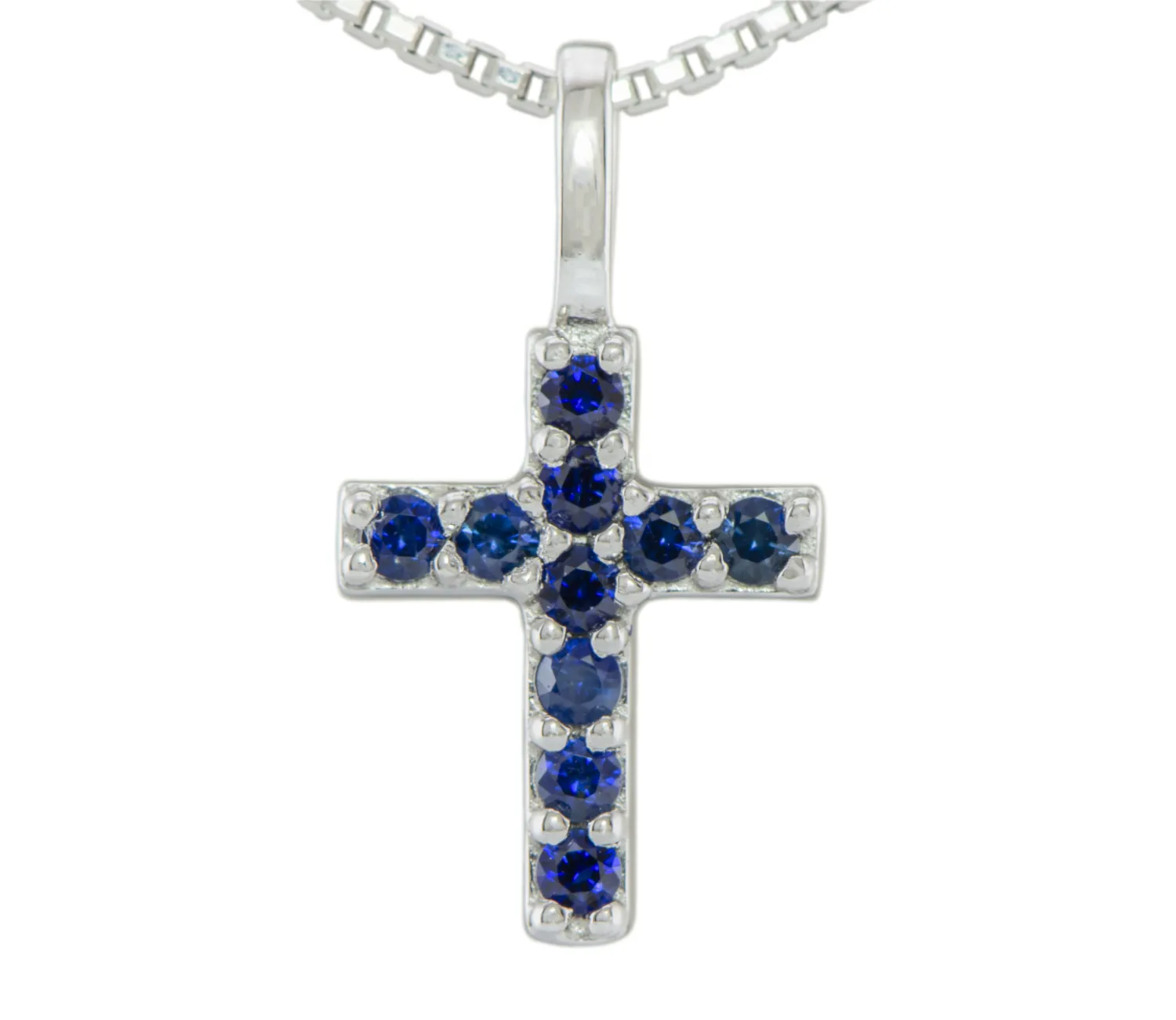 Silver Cross with Sapphires