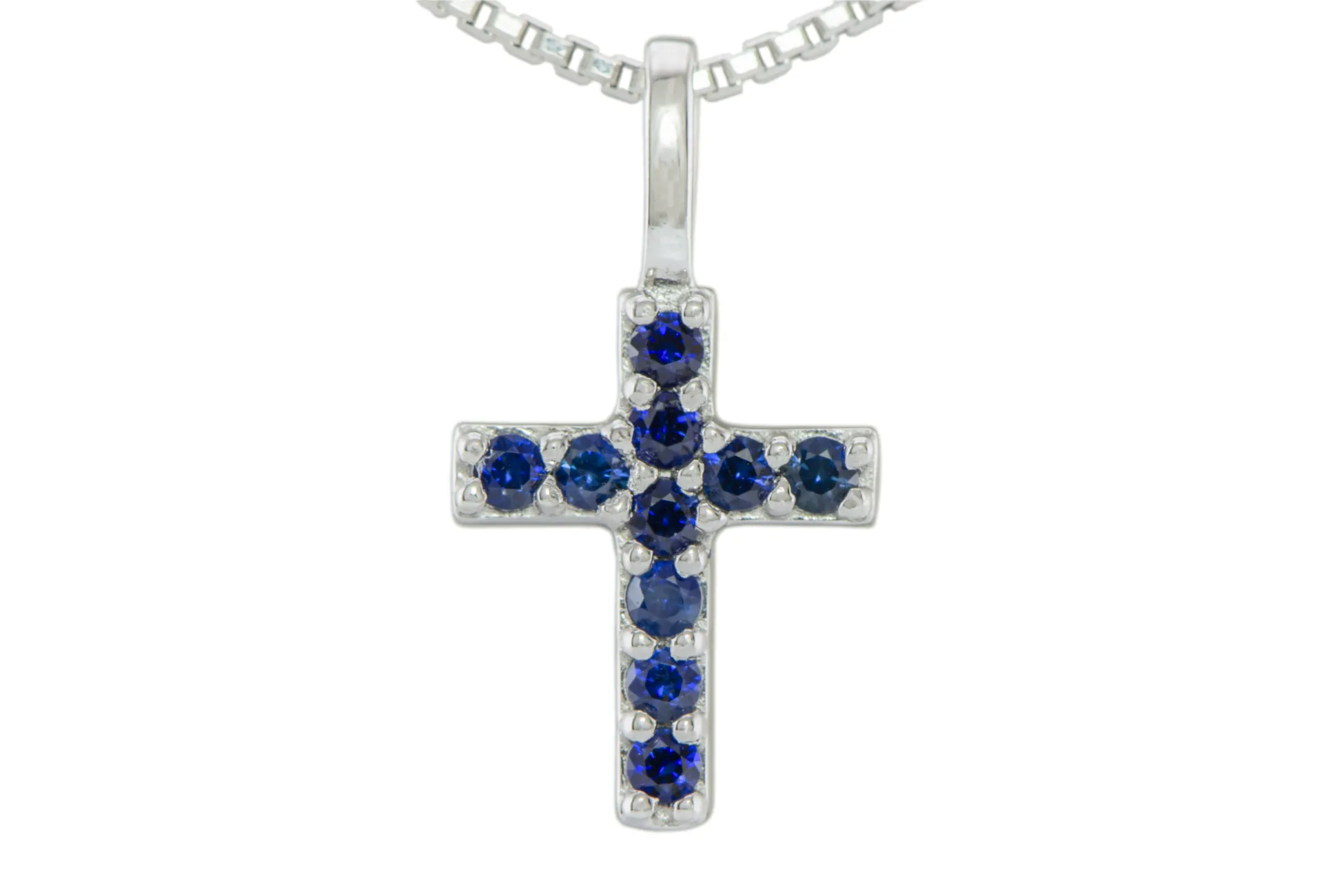 Silver Cross with Sapphires
