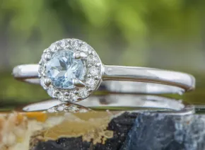 Silver ring with Aquamarine