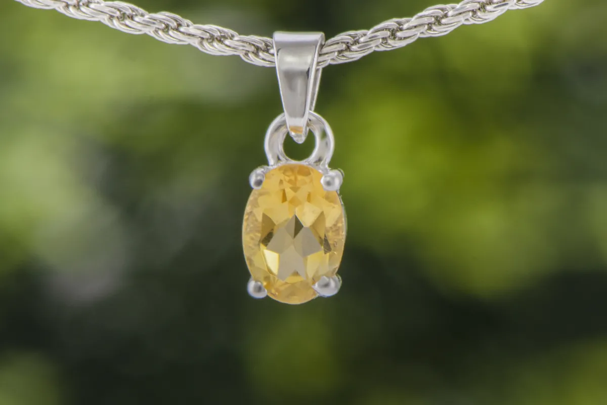 Silver Pendant with Citrine