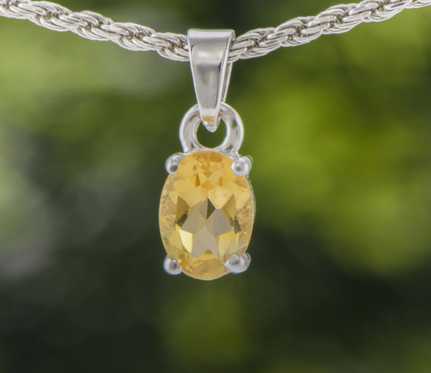 Silver Pendant with Citrine