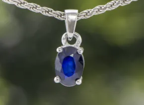 Silver Pendant with Blue Sapphire