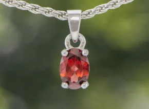 Silver Pendant with Garnet