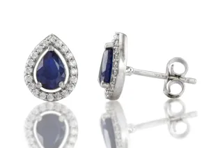 Silver Earrings with Sapphire