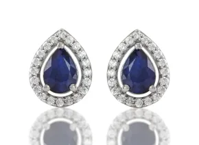 Silver Earrings with Sapphire