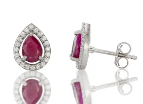Silver Earrings with Ruby