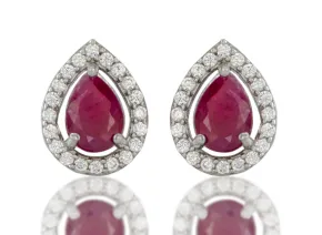 Silver Earrings with Ruby