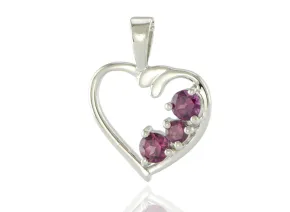 Silver Heart with Garnets