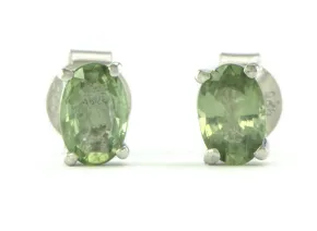 Silver Earrings with Green Sapphire