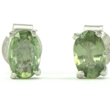 Silver Earrings with Green Sapphire