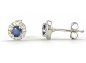 Silver Earrings with Sapphire