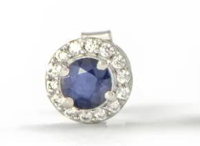 Silver Earrings with Sapphire