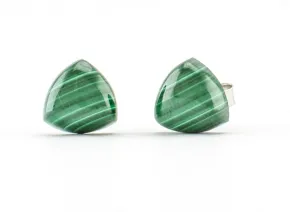 Silver earrings with Malachite