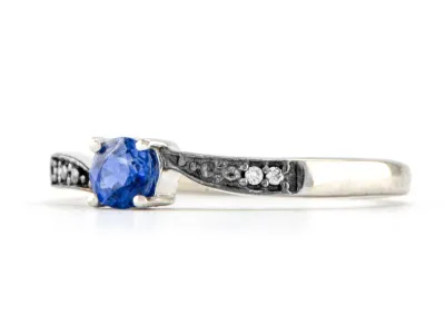 Sterling Silver Ring with Natural Kyanite AA 4 mm