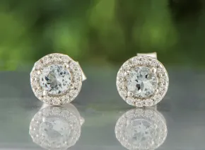 Silver earrings with Aquamarine