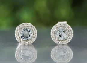 Silver earrings with Aquamarine