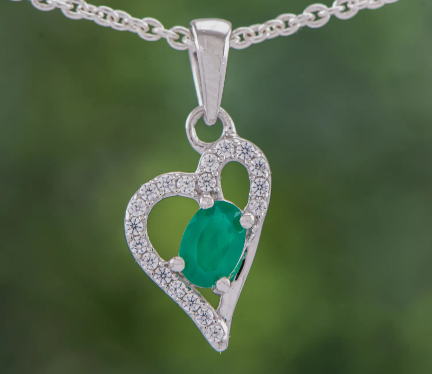 Silver Heart with Agate