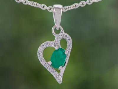 Silver Heart with Agate