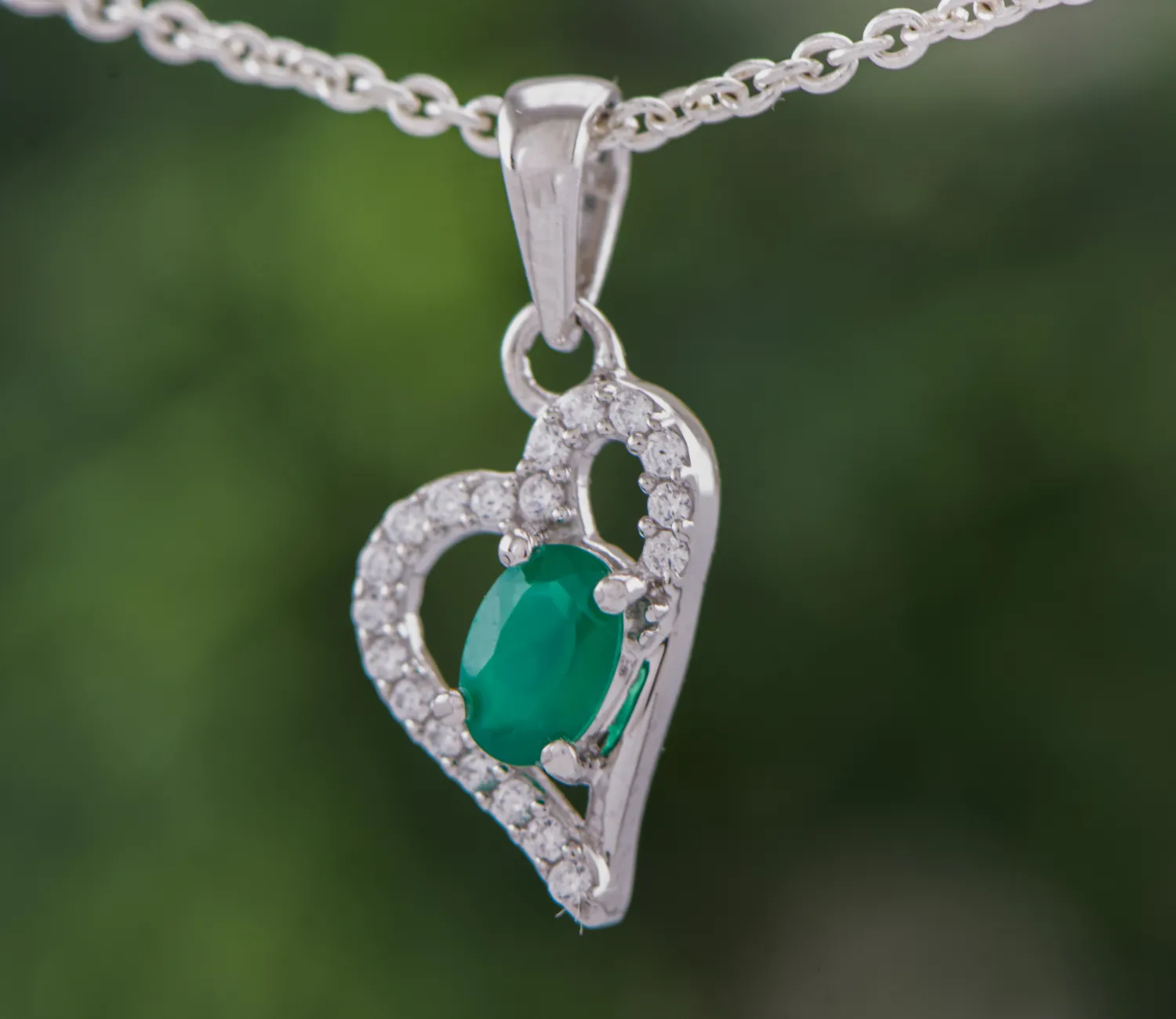 Silver Heart with Agate