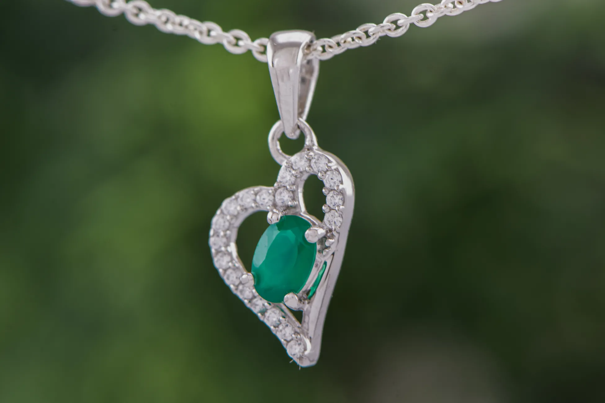 Silver Heart with Agate