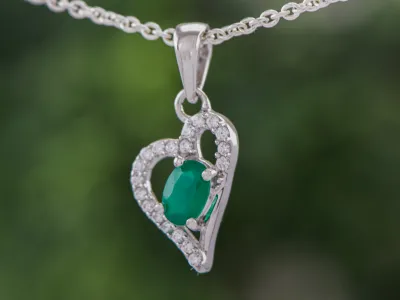 Silver Heart with Agate