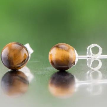 Silver earrings with Tiger Eye