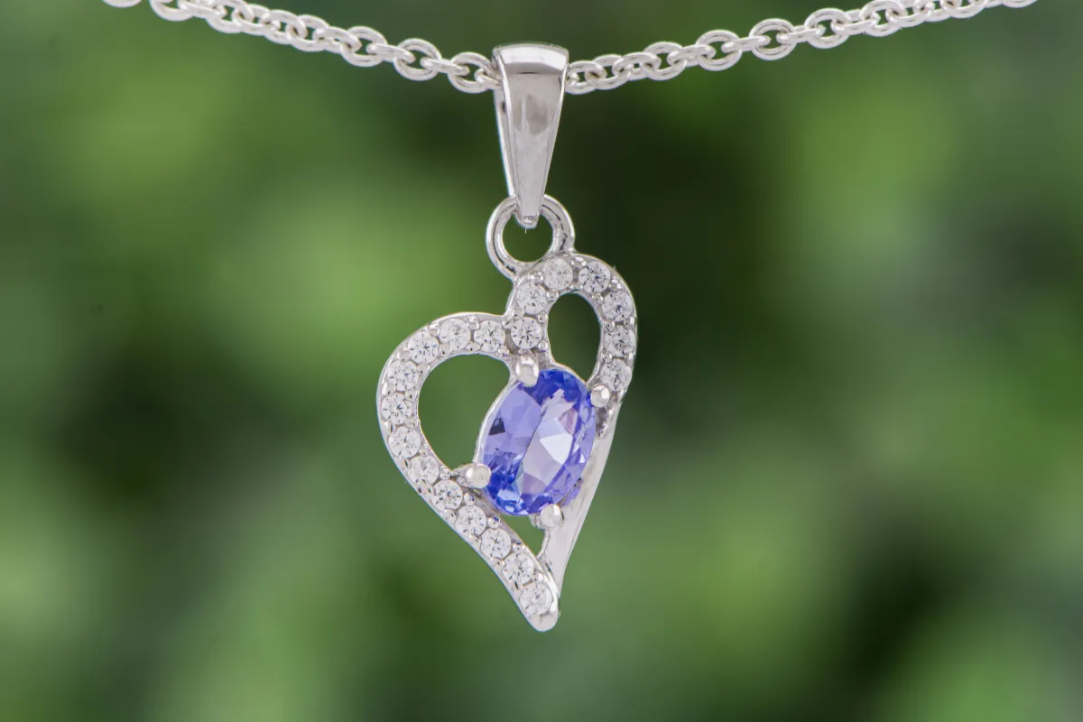 Silver Heart with Tanzanite