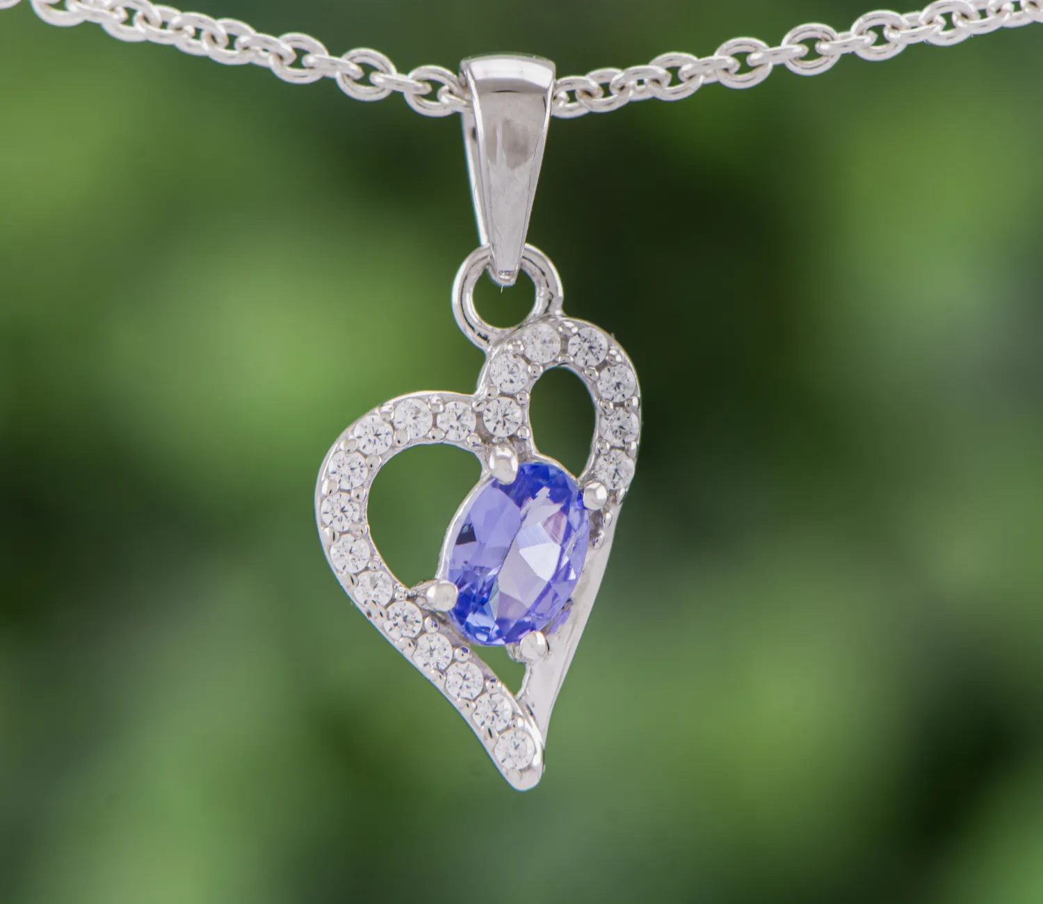 Silver Heart with Tanzanite
