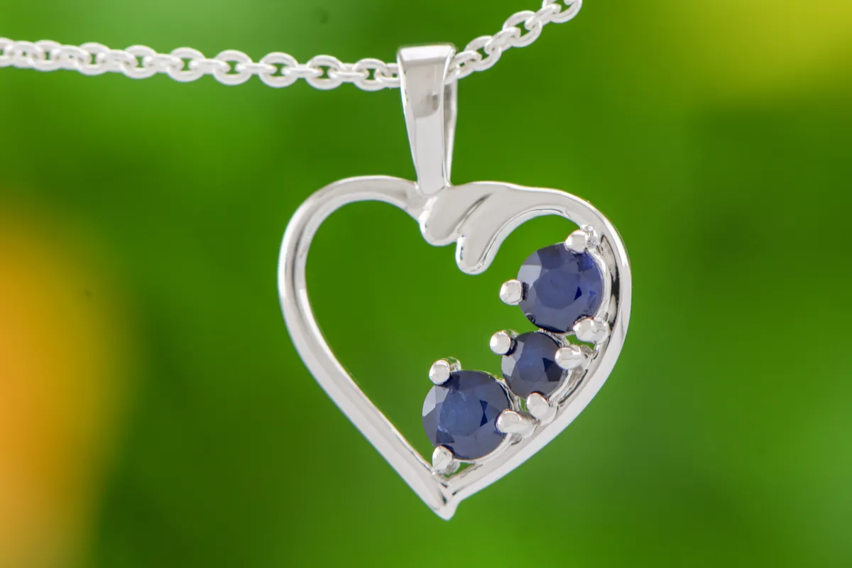 Silver Heart with Sapphires