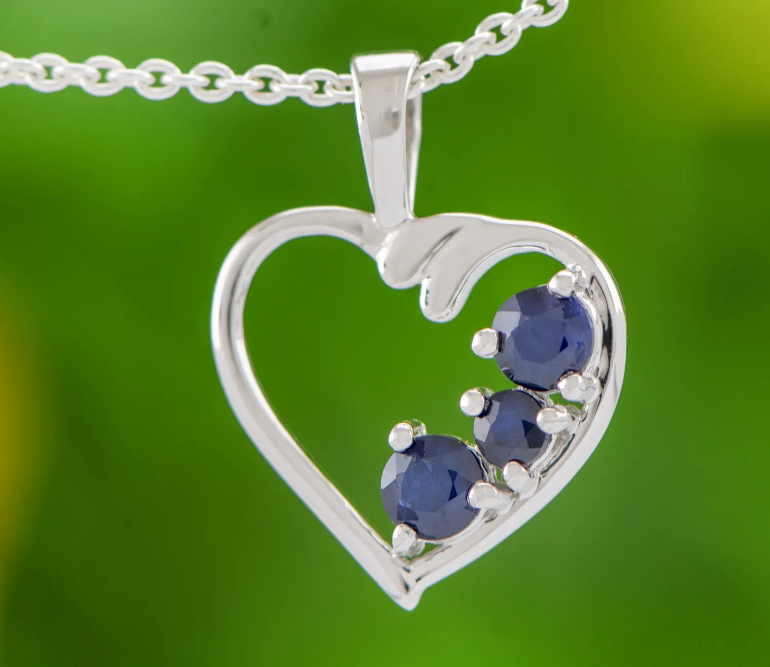 Silver Heart with Sapphires