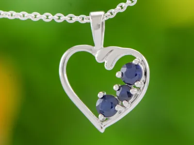 Silver Heart with Sapphires