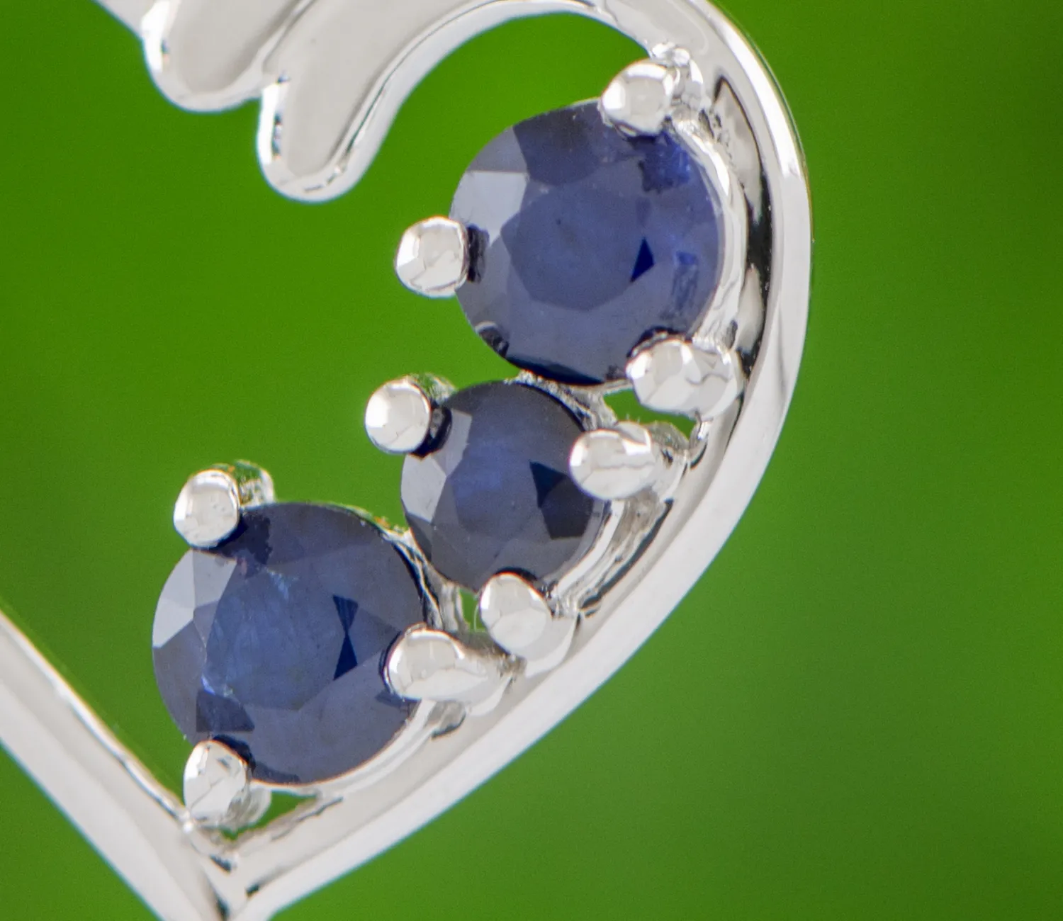 Silver Heart with Sapphires