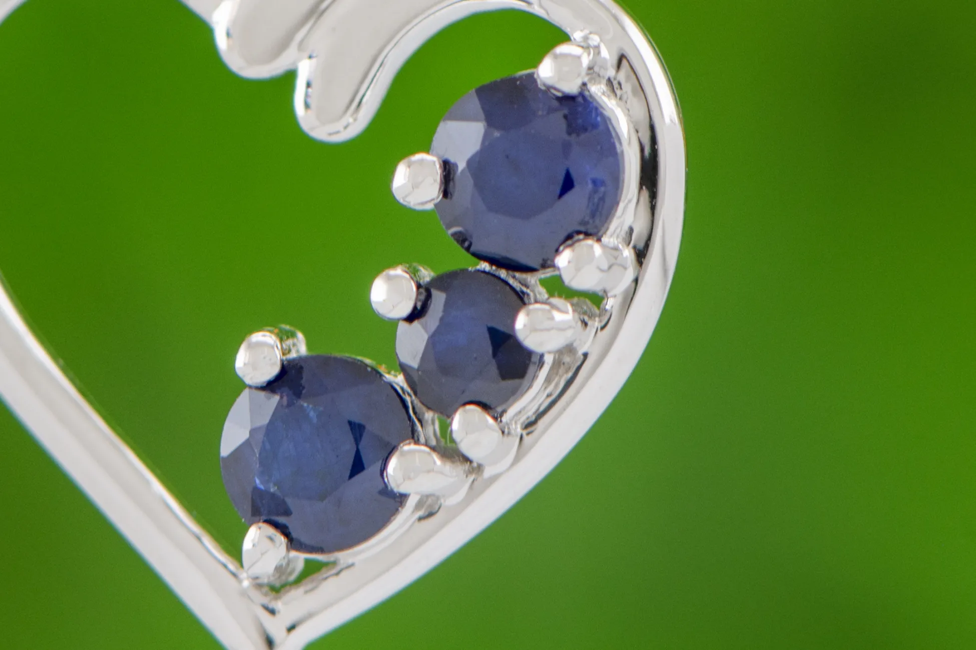 Silver Heart with Sapphires