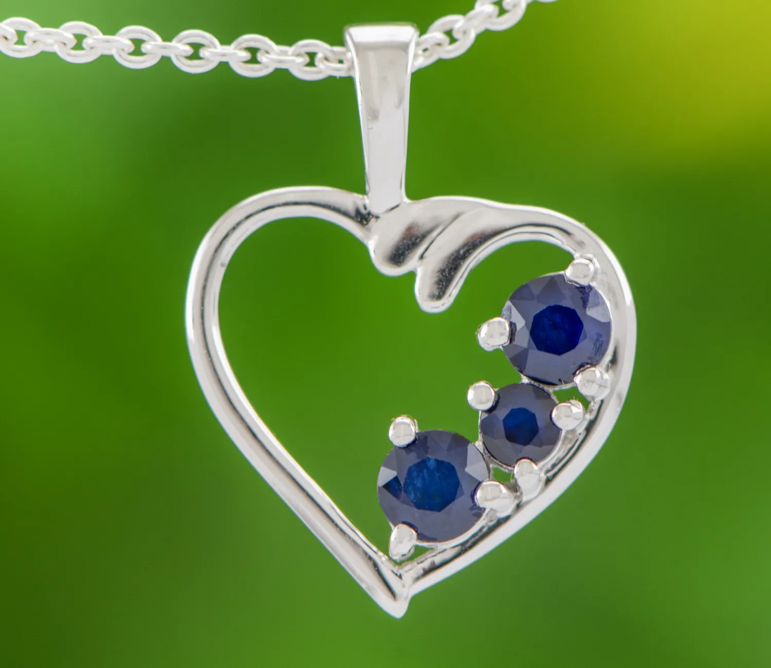 Silver Heart with Sapphires