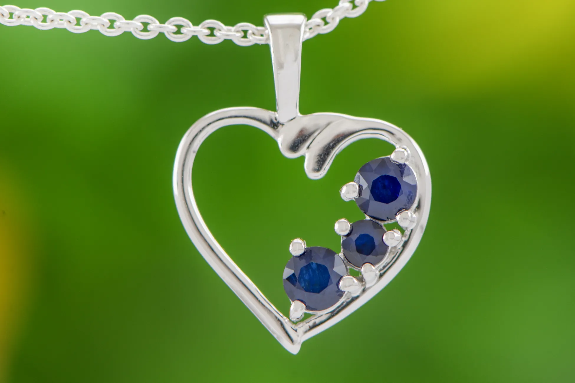 Silver Heart with Sapphires