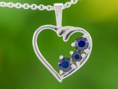 Silver Heart with Sapphires
