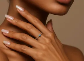 Elegant Silver Ring with Blue Diamonds