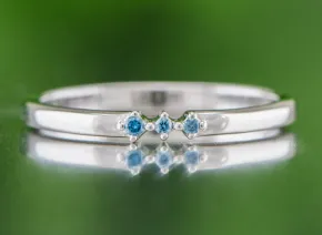 Silver Ring with Blue Diamonds