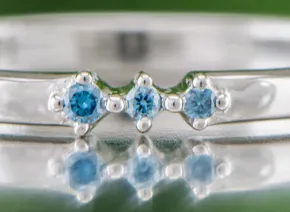 Silver Ring with Blue Diamonds