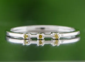 Silver Ring with Yellow Diamonds