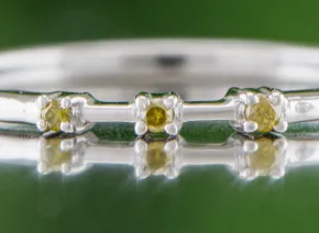 Silver Ring with Yellow Diamonds