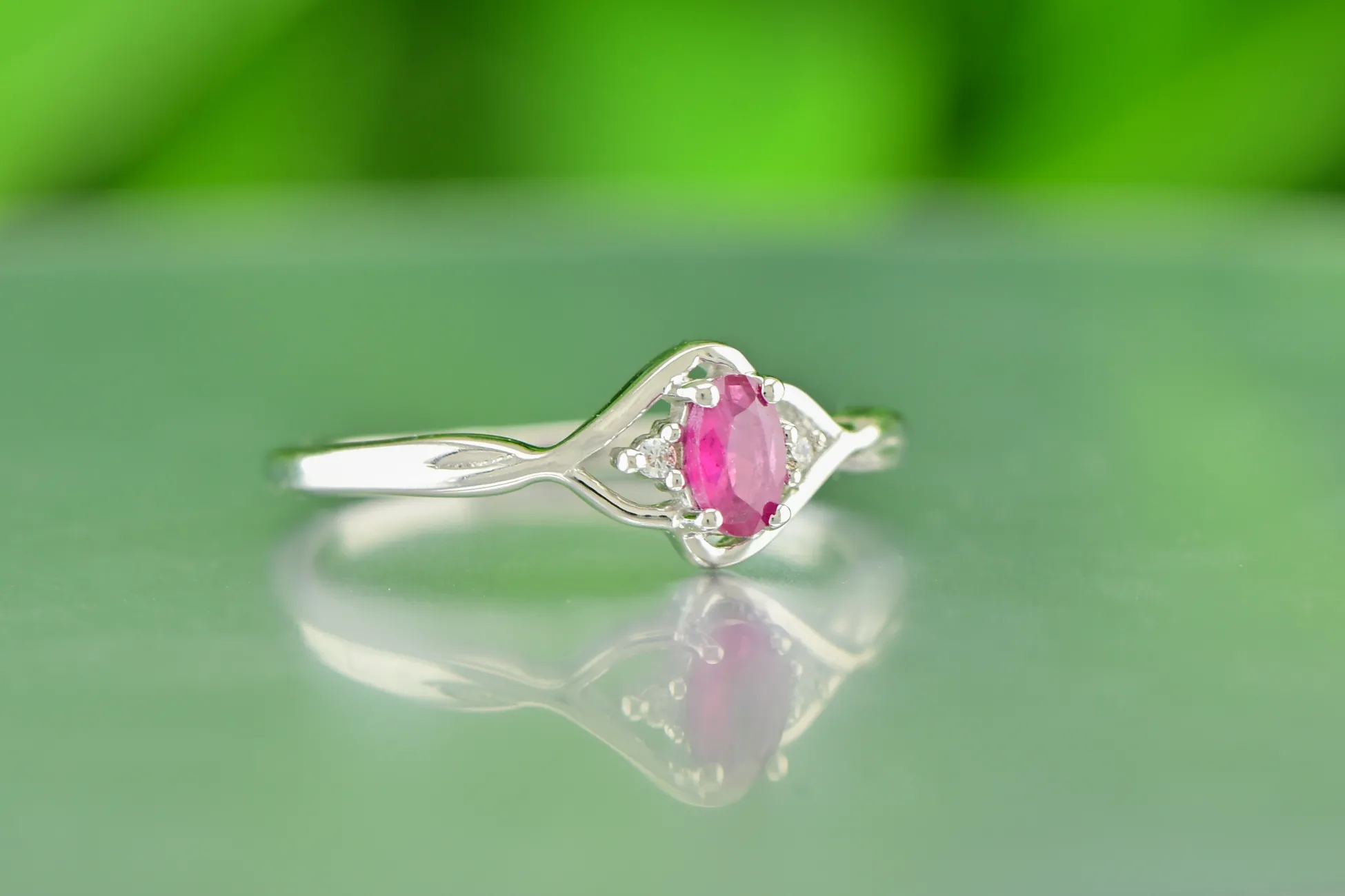 Silver Ring with Ruby